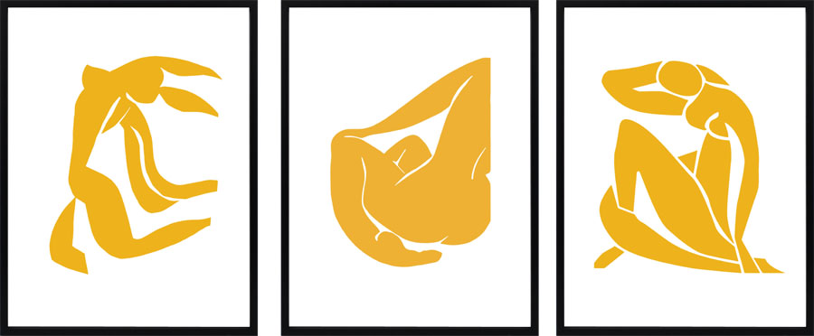 Set of 3 Yellow Nudes